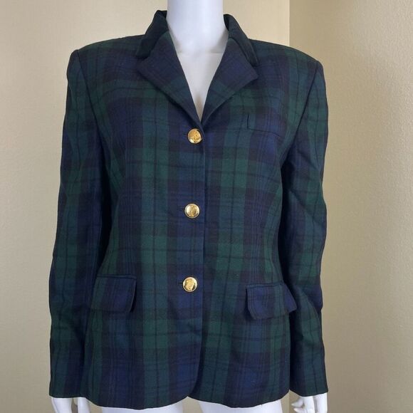 Lauren Ralph Lauren Jackets & Blazers - Vintage Lauren Ralph Lauren Women Size 14 Tartan Plaid Wool Blazer Jacket USA